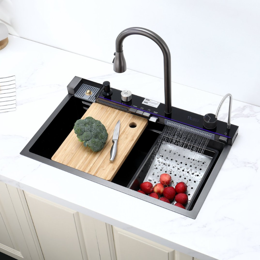 Steel Waterfall Basin Sink Set