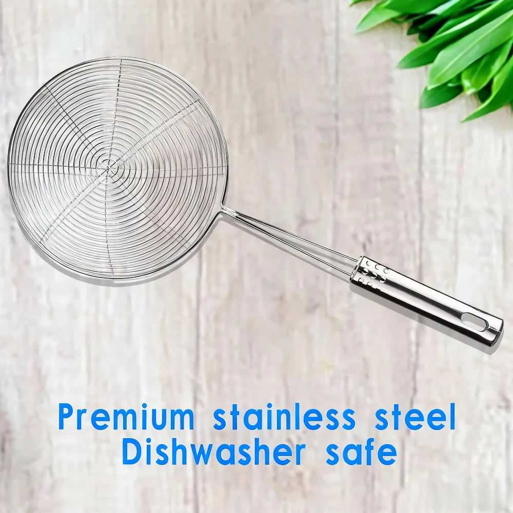 Stainless Steel Spider Strainer for Cooking Frying Multifunctional Skimmer Spoon with Handle for Kitchen Frying Food Noodle